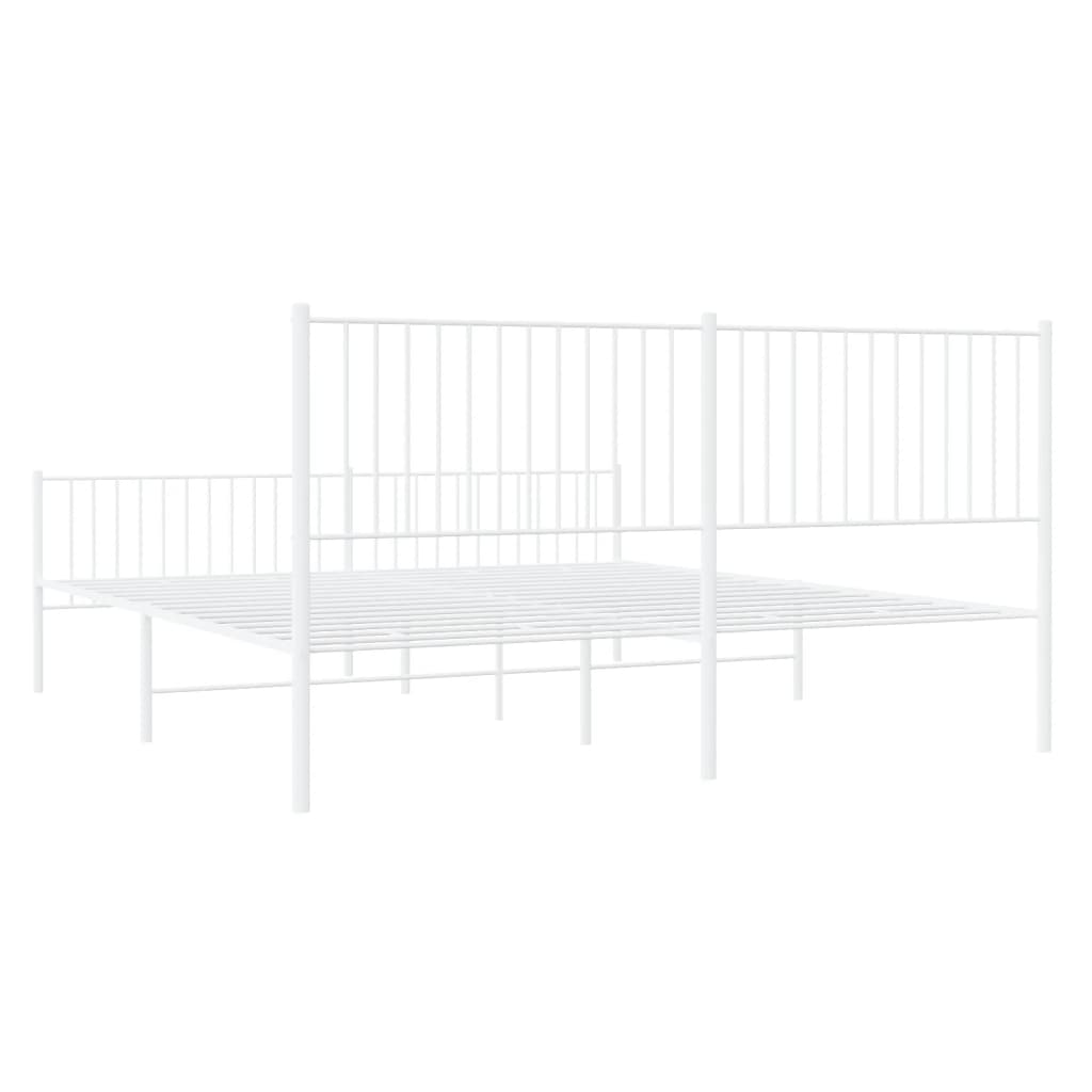 Sengeramme i metall med hode- og fotgavl hvit 193x203 cm