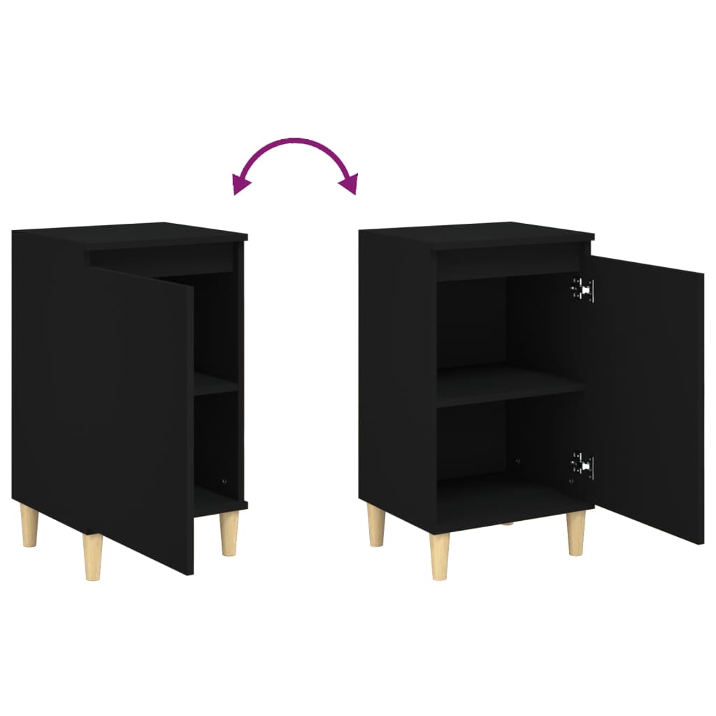 Nattbord 2 stk svart 40x35x70 cm konstruert tre