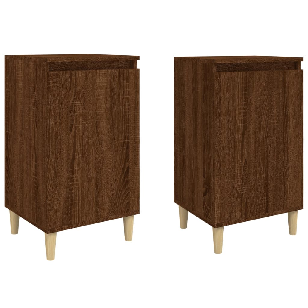 Nattbord 2 stk brun eik 40x35x70 cm konstruert tre