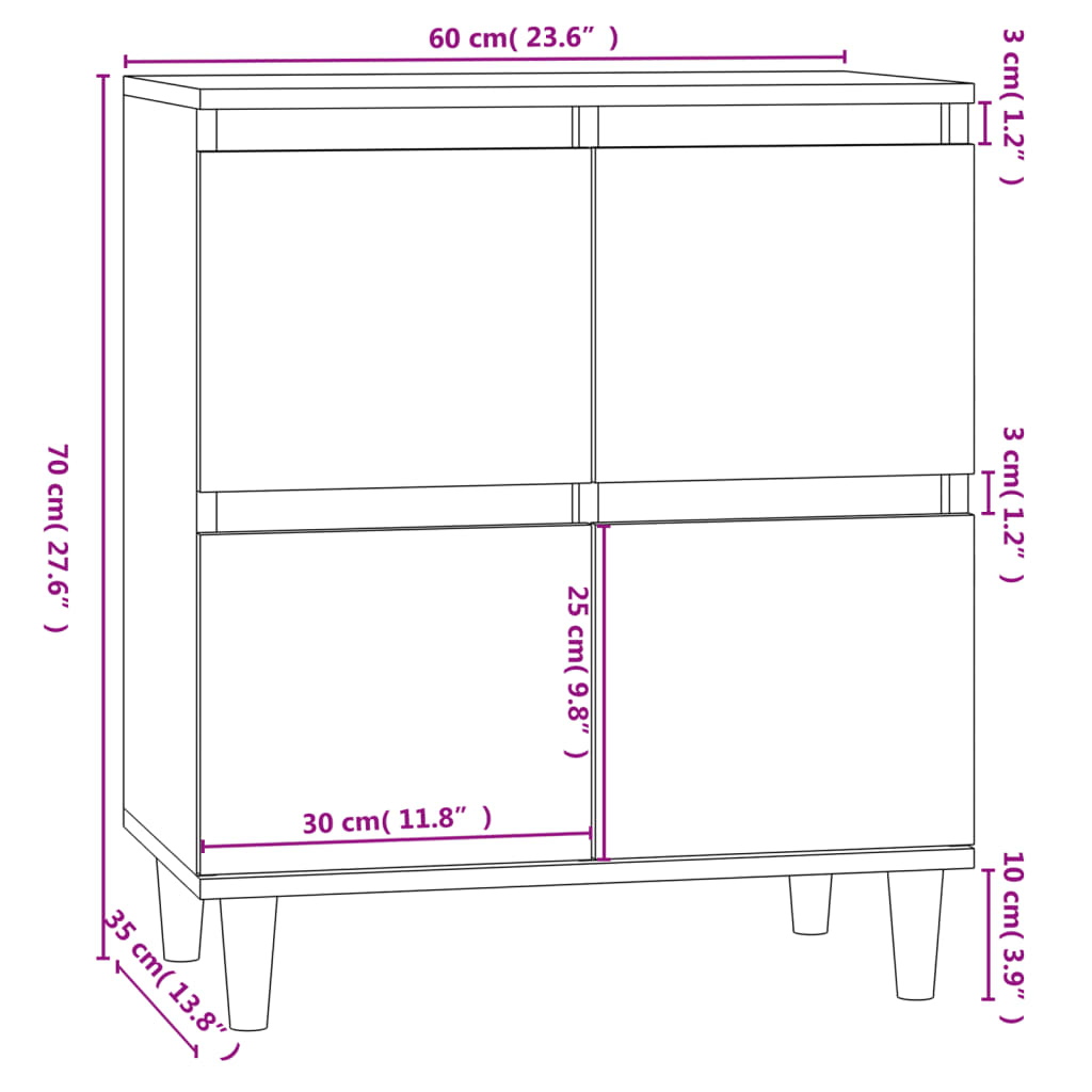 Skjenk røkt eik 60x35x70 cm konstruert tre