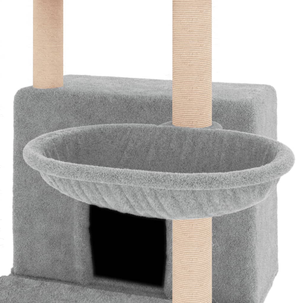 Kattetre med klorestolper i sisal lysegrå 132 cm