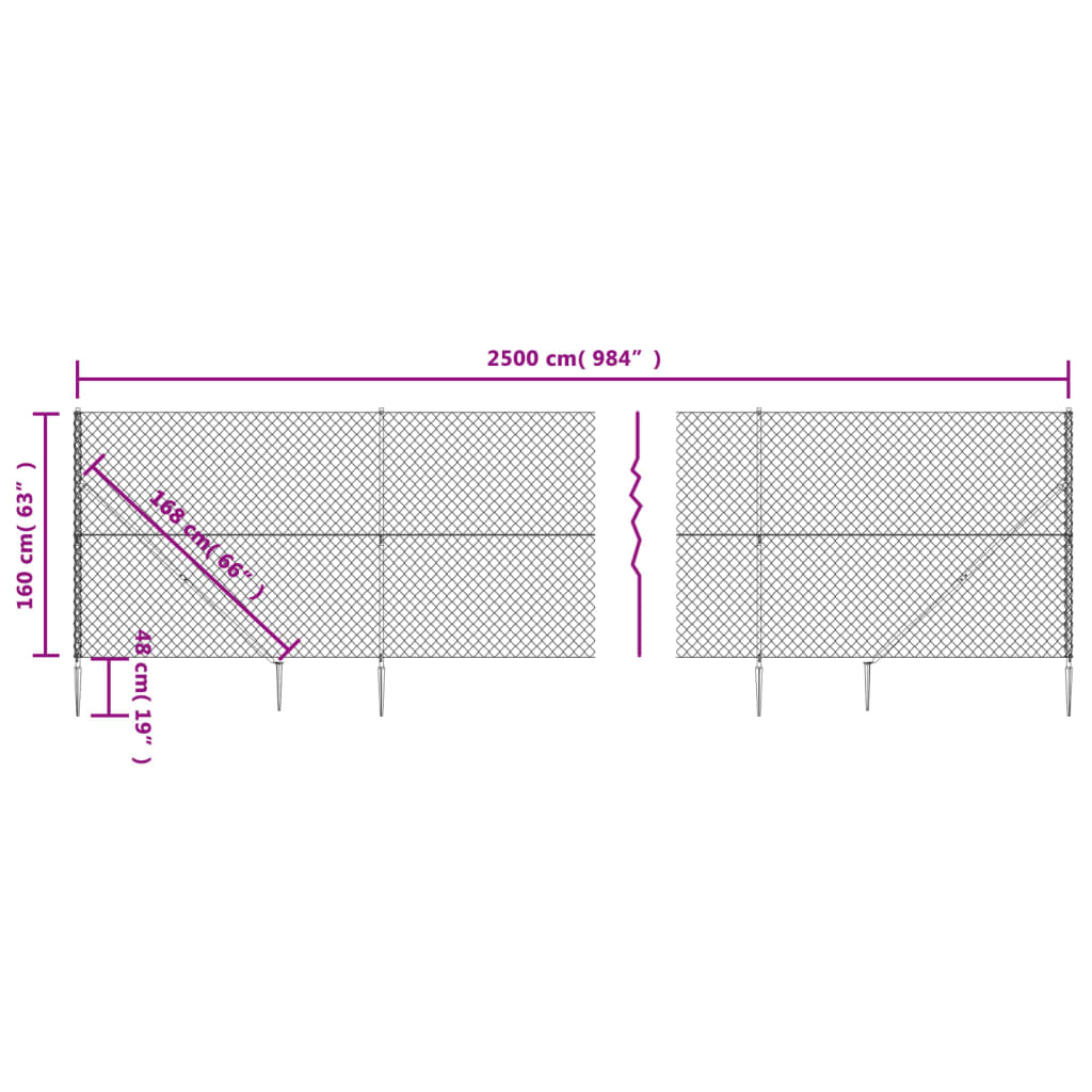 Nettinggjerde med stolpespyd 1,6x25 m antrasitt