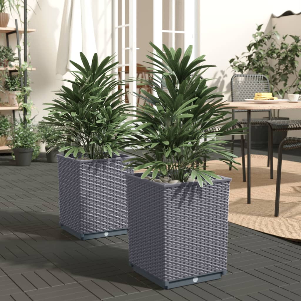 Plantekasser 2 stk blågrå 30x30x37 cm polypropylen