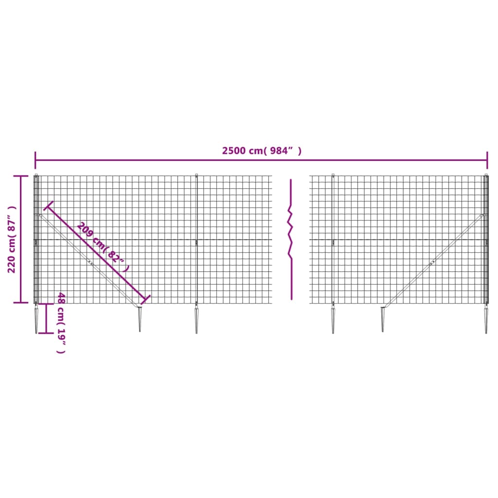 Nettinggjerde med stolpespyd grønn 2,2x25 m
