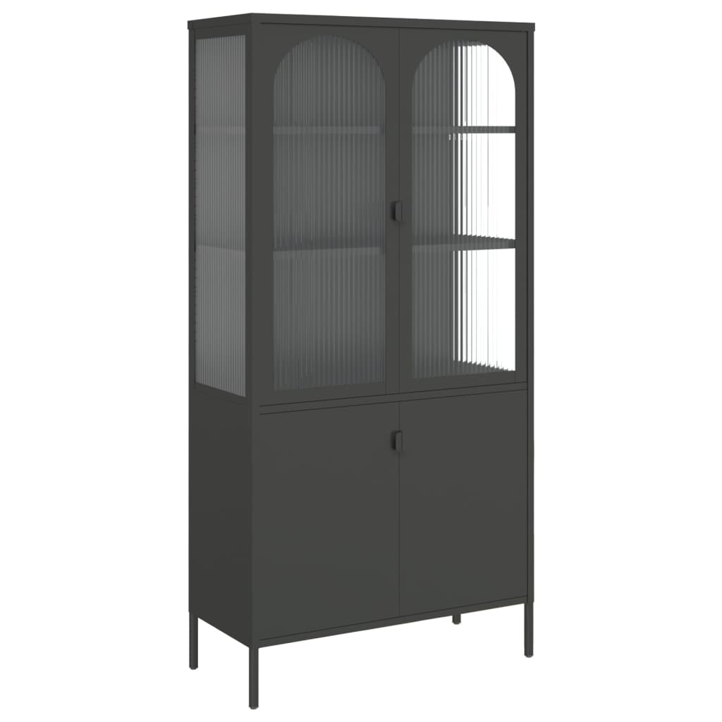 Highboard svart 90x40x180 cm glass og stål