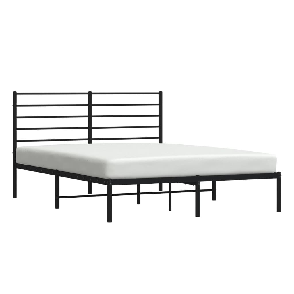 Sengeramme i metall med sengegavl svart 120x200 cm