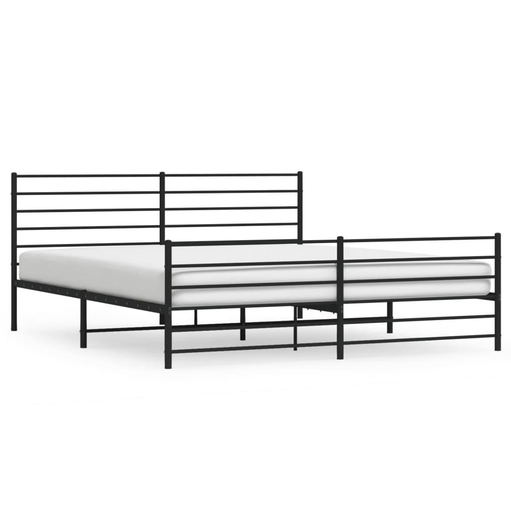 Sengeramme i metall med hode- og fotgavl svart 183x213 cm