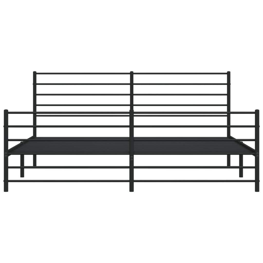 Sengeramme i metall med hode- og fotgavl svart 200x200 cm
