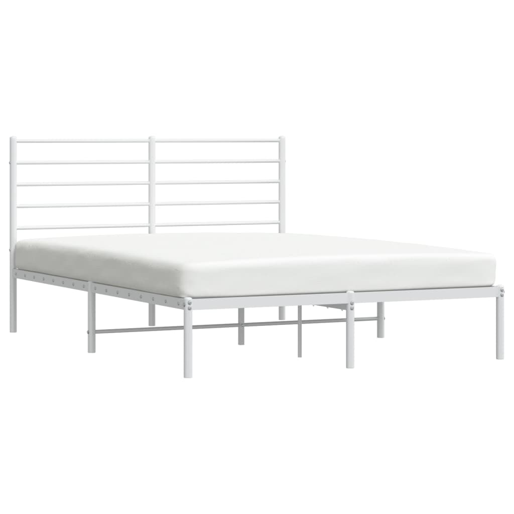 Sengeramme i metall med hodegavl hvit 135x190 cm