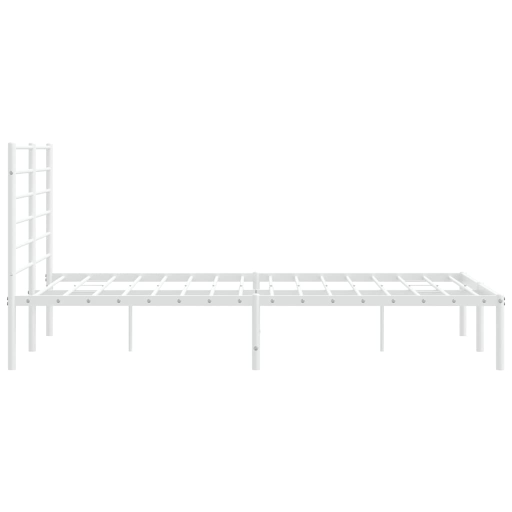 Sengeramme i metall med hodegavl hvit 135x190 cm