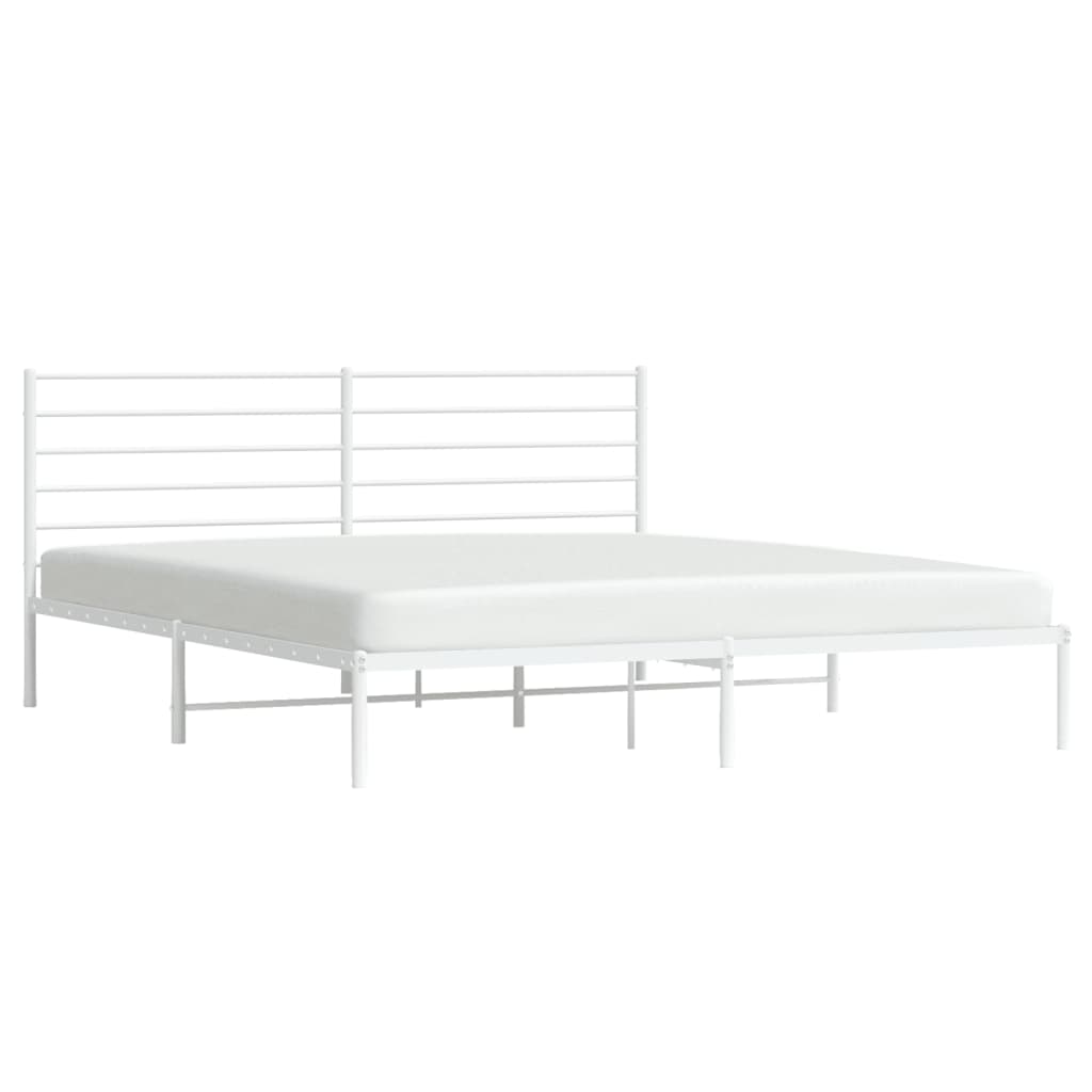 Sengeramme i metall med hodegavl hvit 183x213 cm