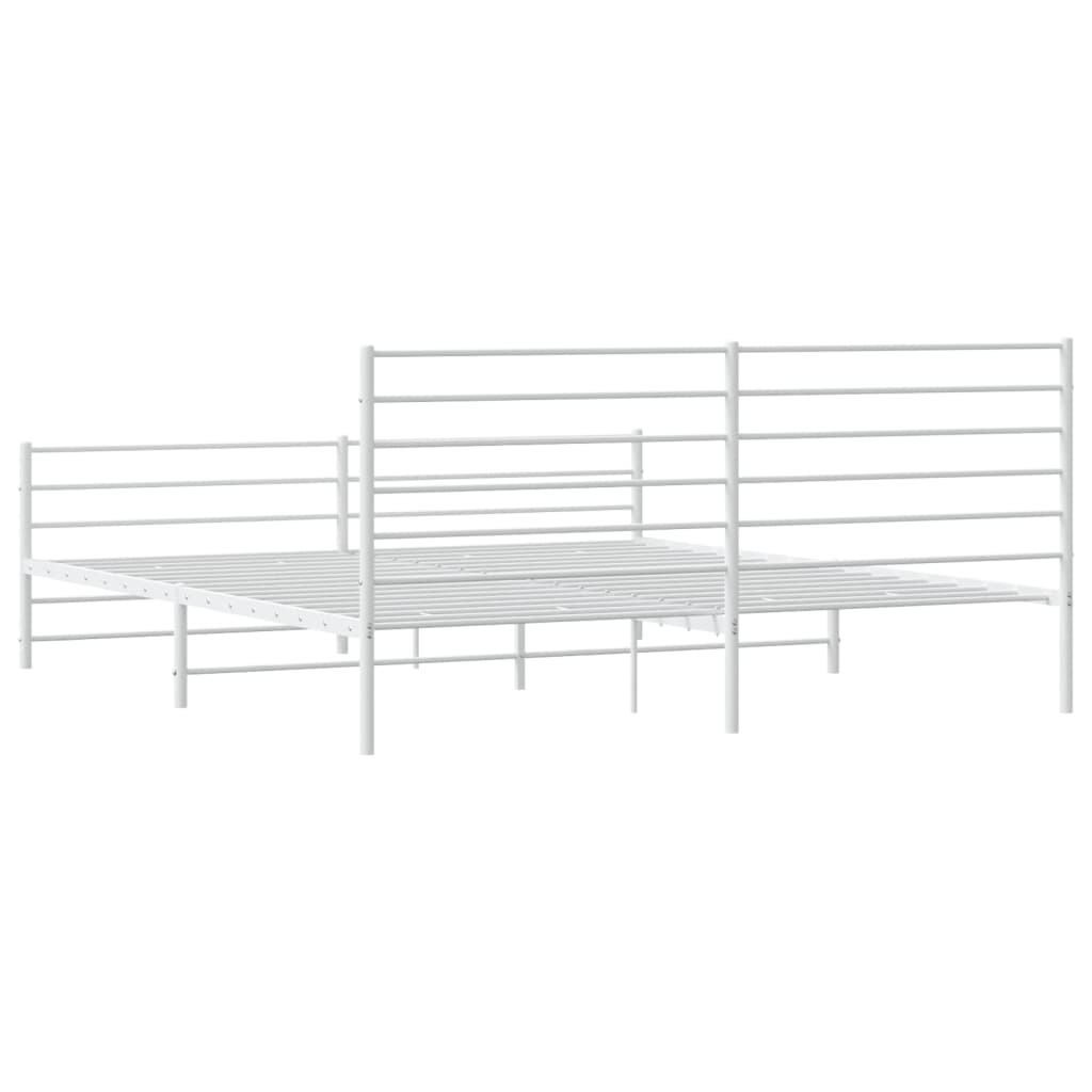 Sengeramme i metall med hode- og fotgavl hvit 193x203 cm