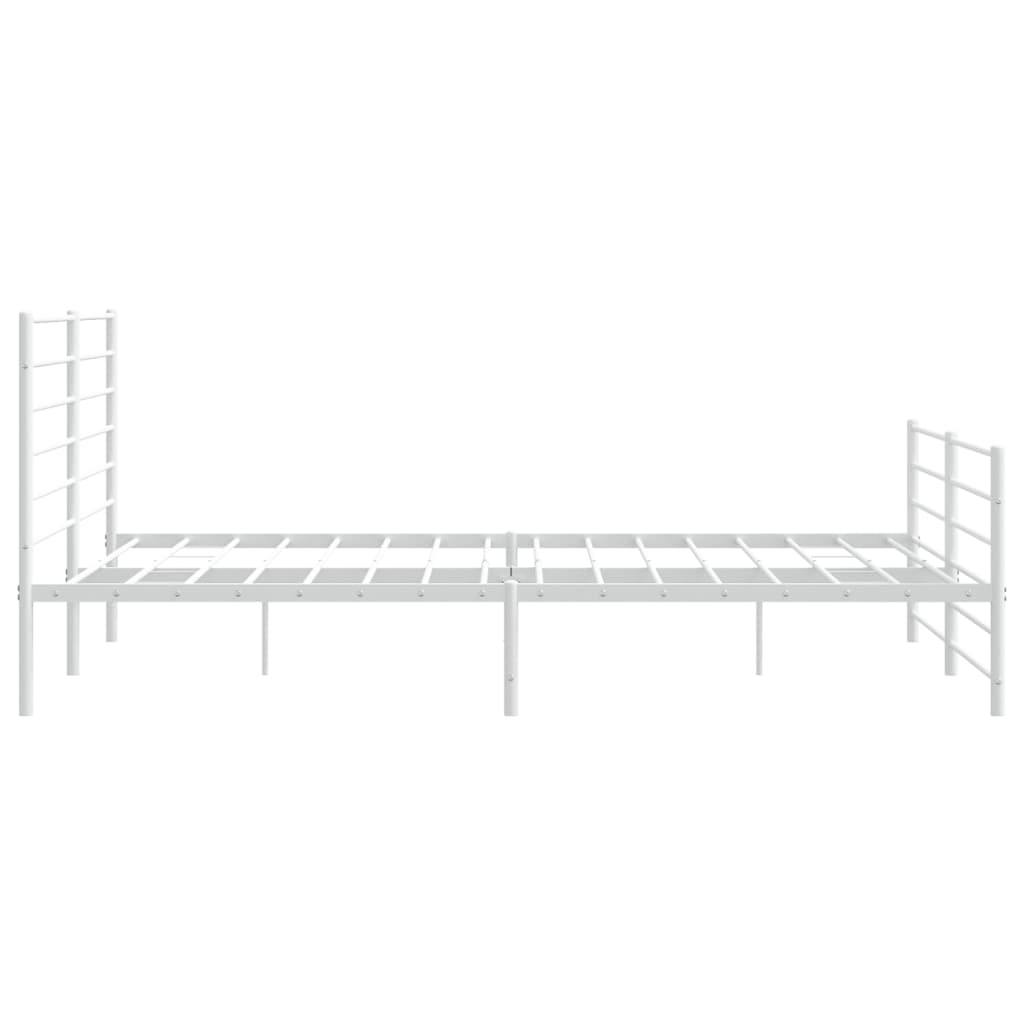 Sengeramme i metall med hode- og fotgavl hvit 200x200 cm