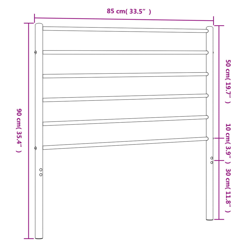 Utskiftbar sengegavl i metall hvit 80 cm