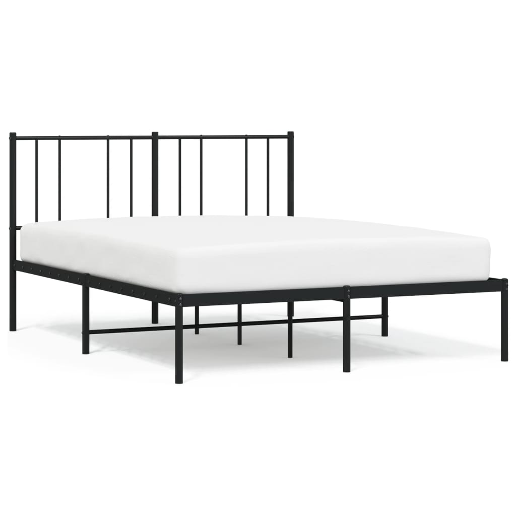 Sengeramme i metall med sengegavl svart 140x200 cm