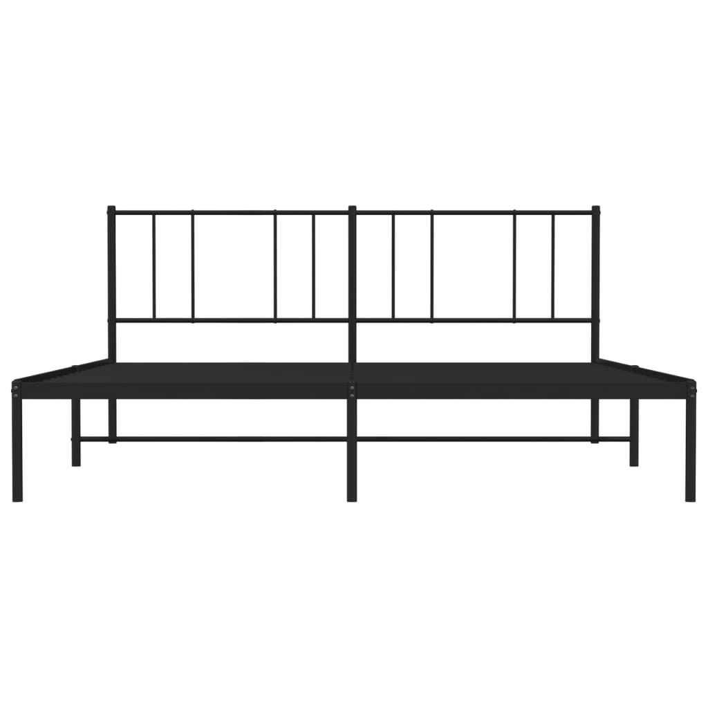 Sengeramme i metall med sengegavl svart 193x203 cm