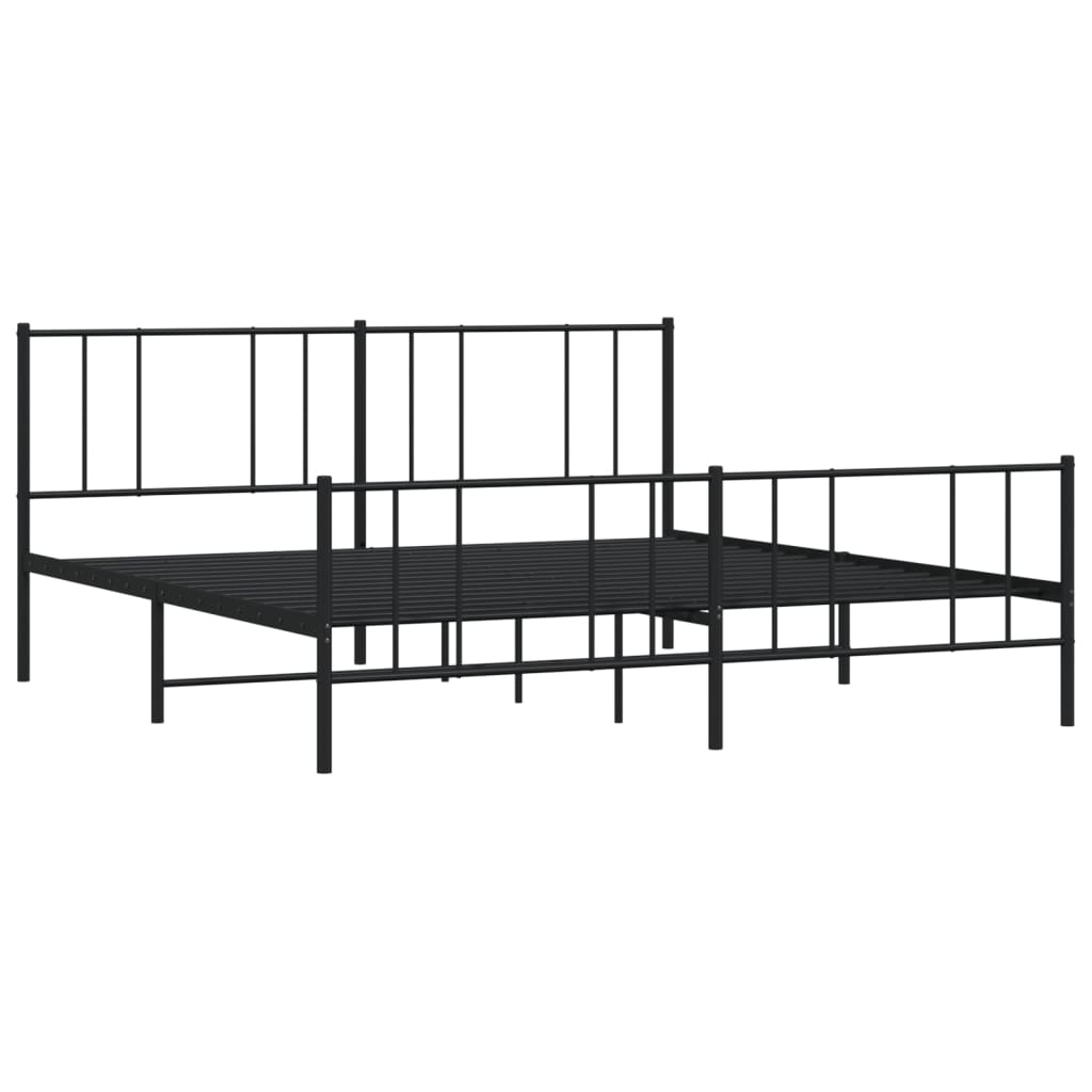 Sengeramme i metall med hode- og fotgavl svart 183x213 cm