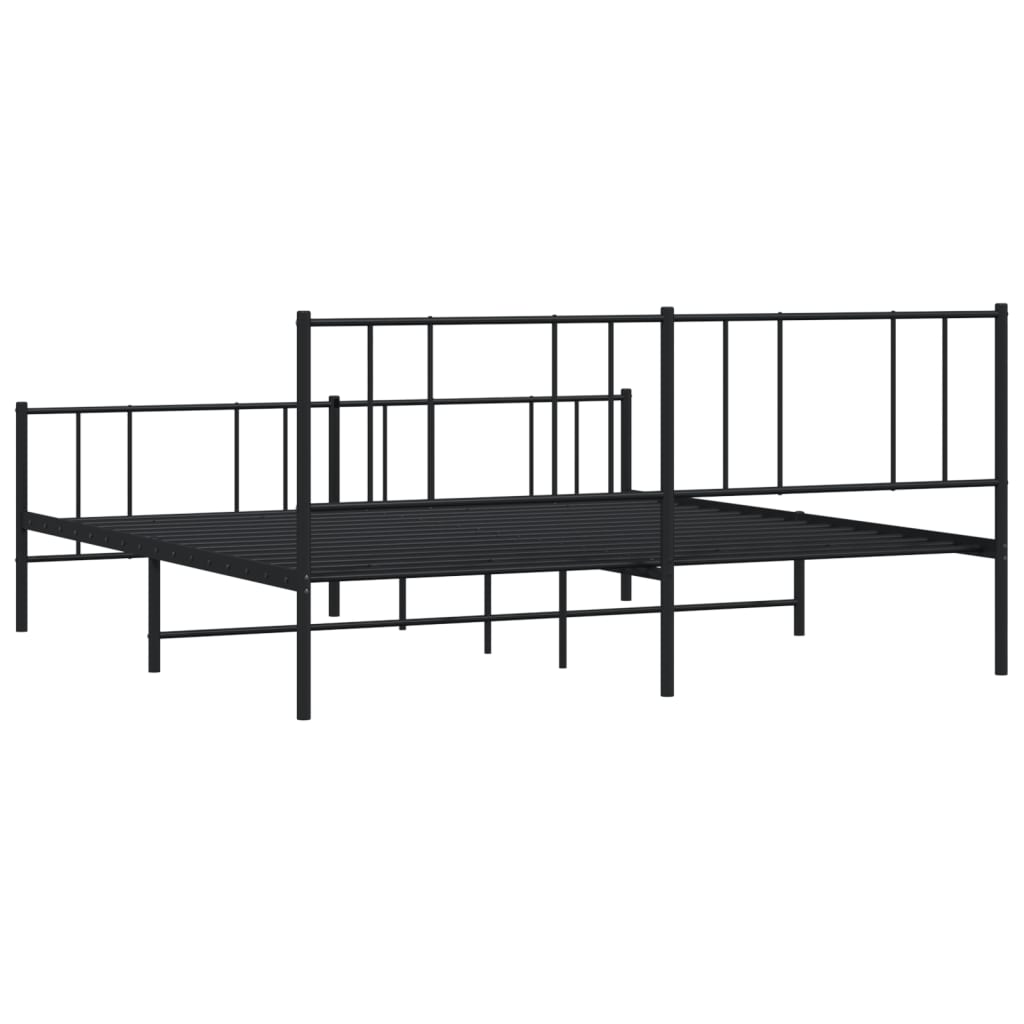 Sengeramme i metall med hode- og fotgavl svart 193x203 cm