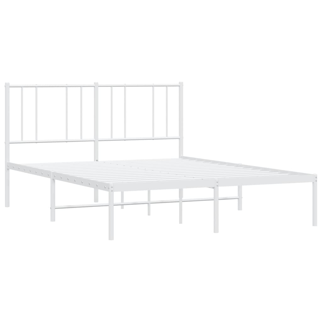 Sengeramme i metall med hodegavl hvit 135x190 cm
