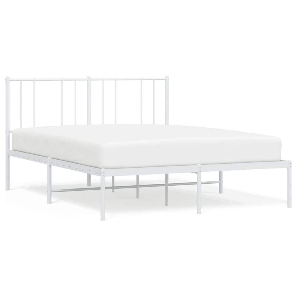 Sengeramme i metall med sengegavl hvit 150x200 cm