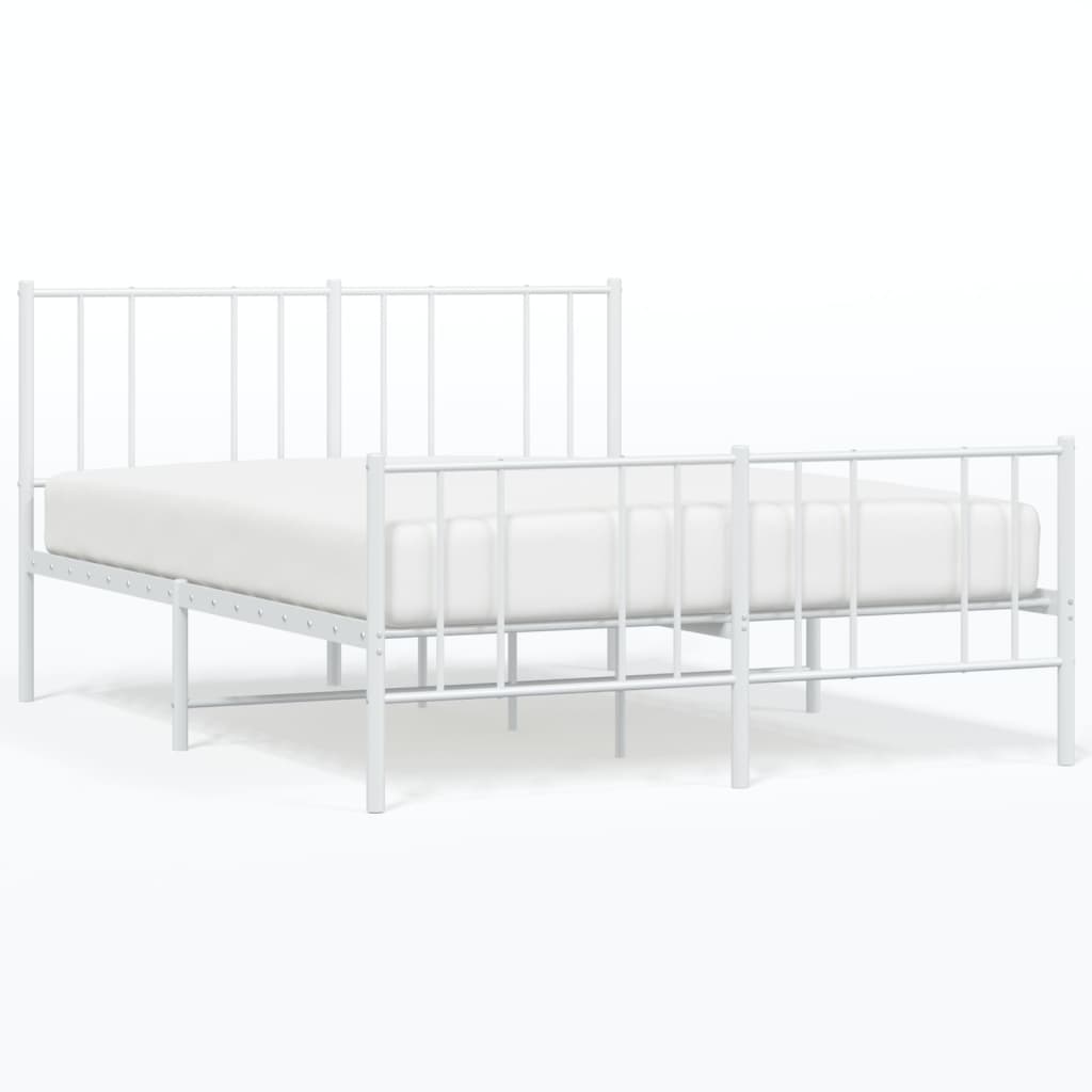 Sengeramme i metall med hode- og fotgavl hvit 140x190 cm