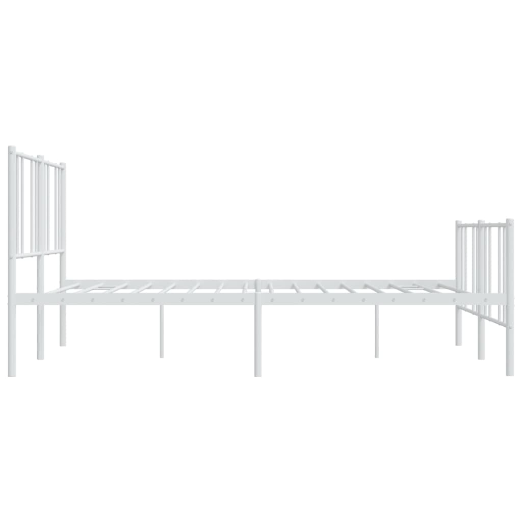 Sengeramme i metall med hode- og fotgavl hvit 183x213 cm