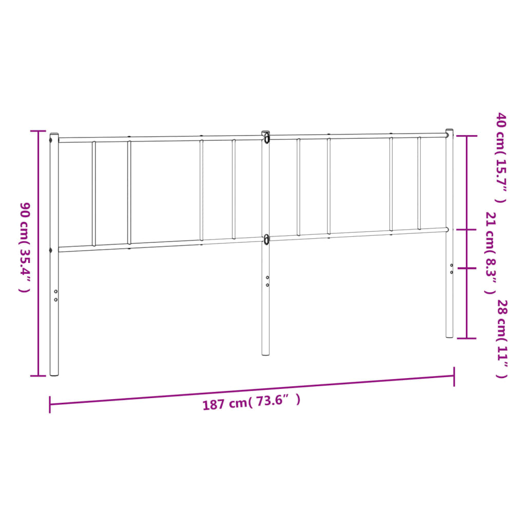 Utskiftbar sengegavl i metall hvit 180 cm