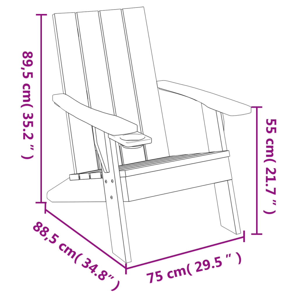 Adirondack hagestol lysebrun 75x88,5x89,5 cm polypropylen