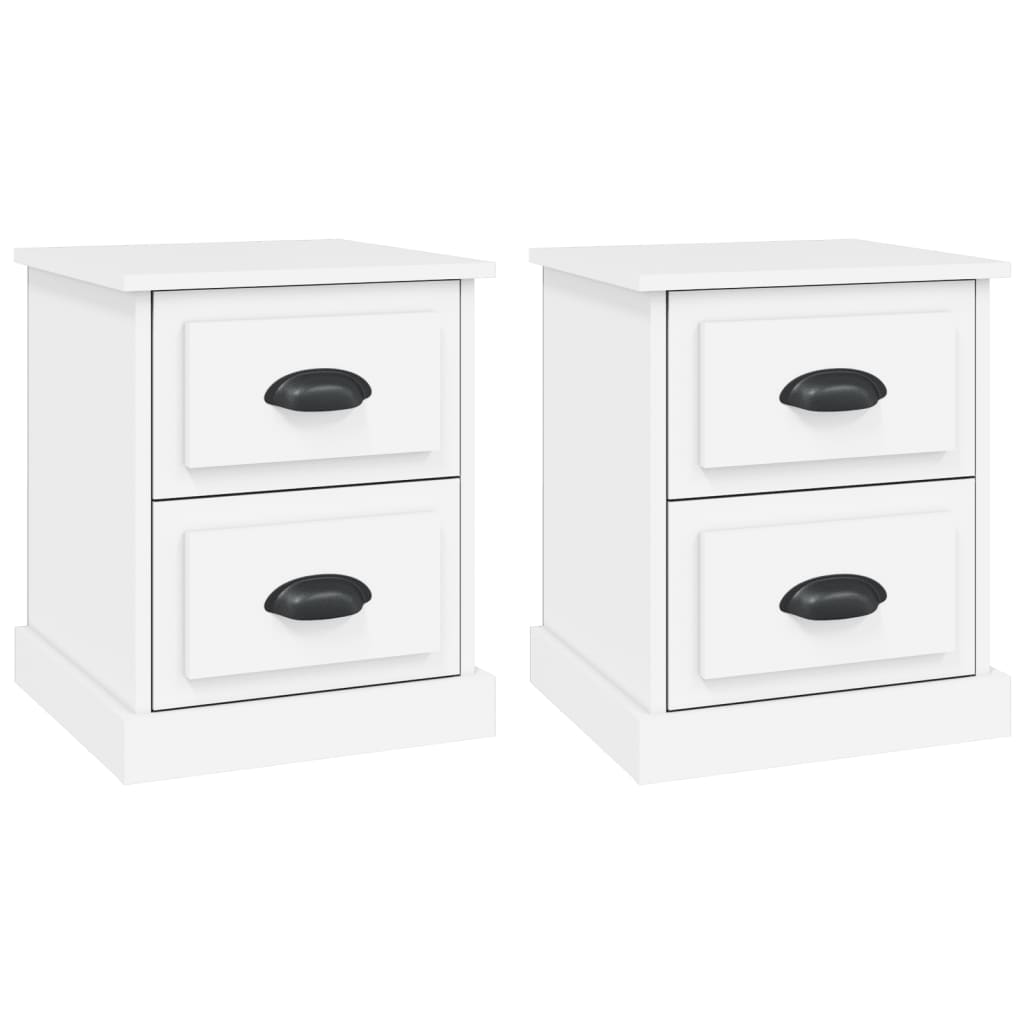 Nattbord 2 stk hvit 39x39x47,5 cm konstruert tre
