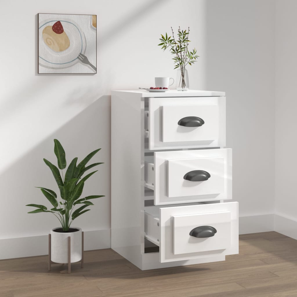 Skjenk høyglans hvit 36x35,5x67,5 cm konstruert tre