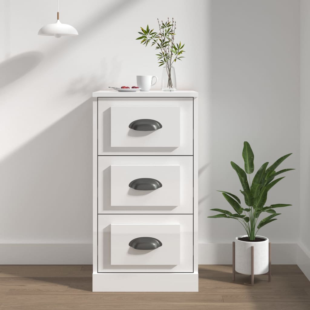 Skjenk høyglans hvit 36x35,5x67,5 cm konstruert tre
