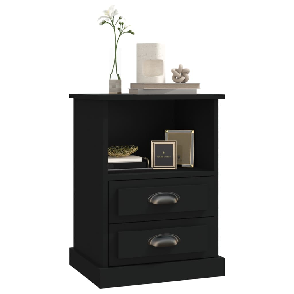 Nattbord 2 stk svart 43x36x60 cm