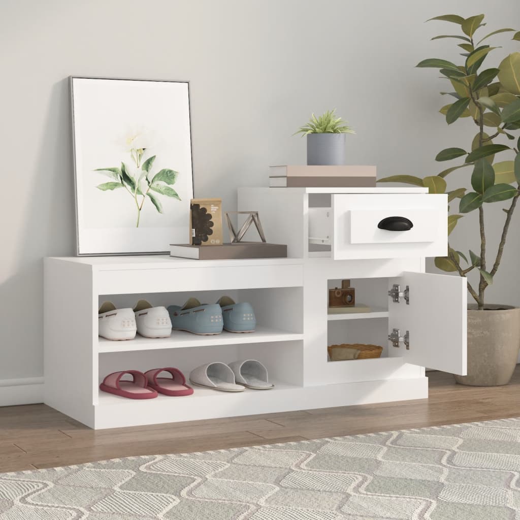 Skoskap hvit 100x42x60 cm konstruert tre