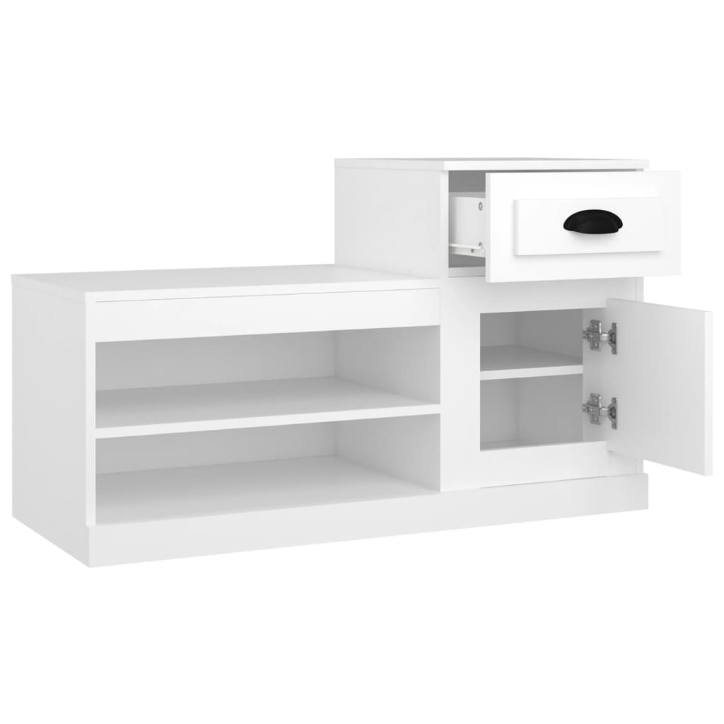 Skoskap hvit 100x42x60 cm konstruert tre