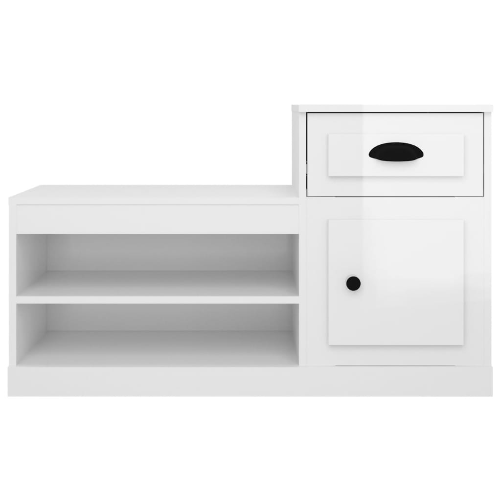 Skoskap høyglans hvit 100x42x60 cm konstruert tre