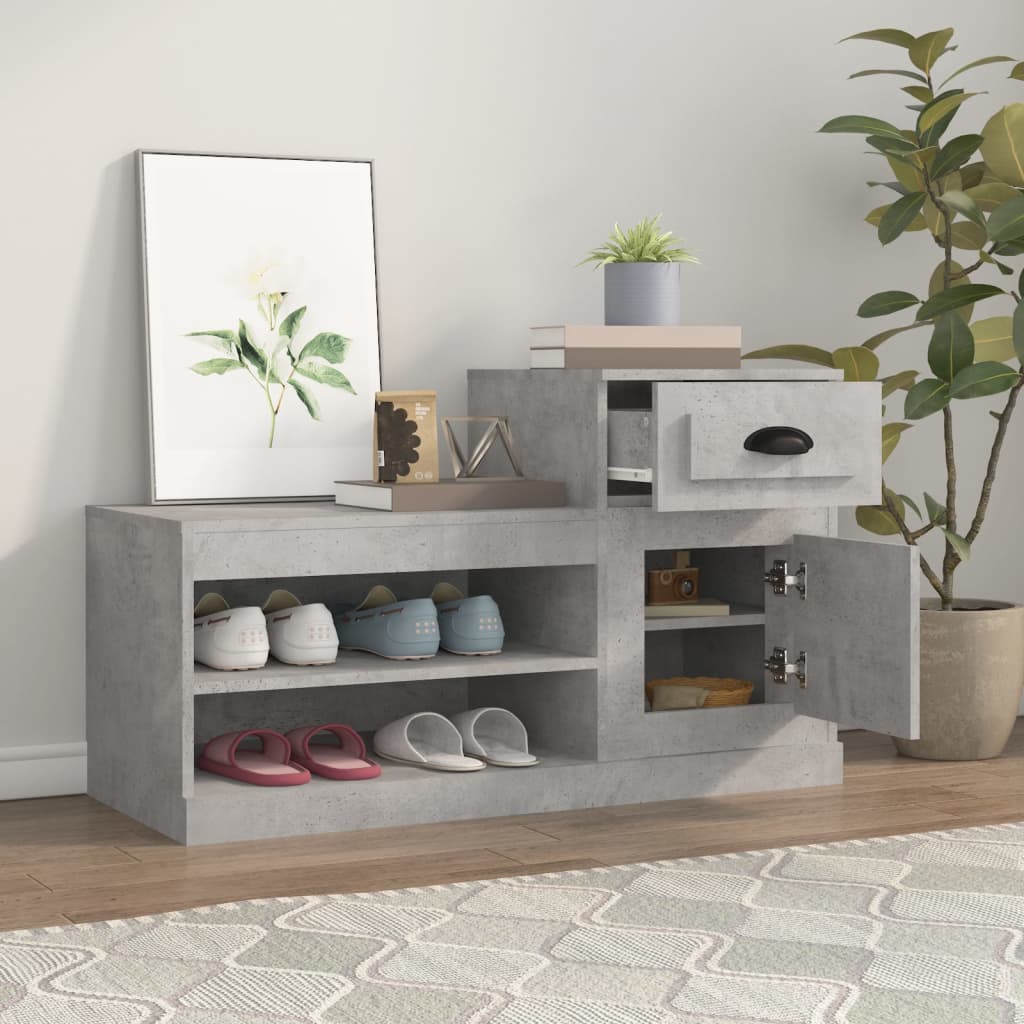 Skoskap betonggrå 100x42x60 cm konstruert tre