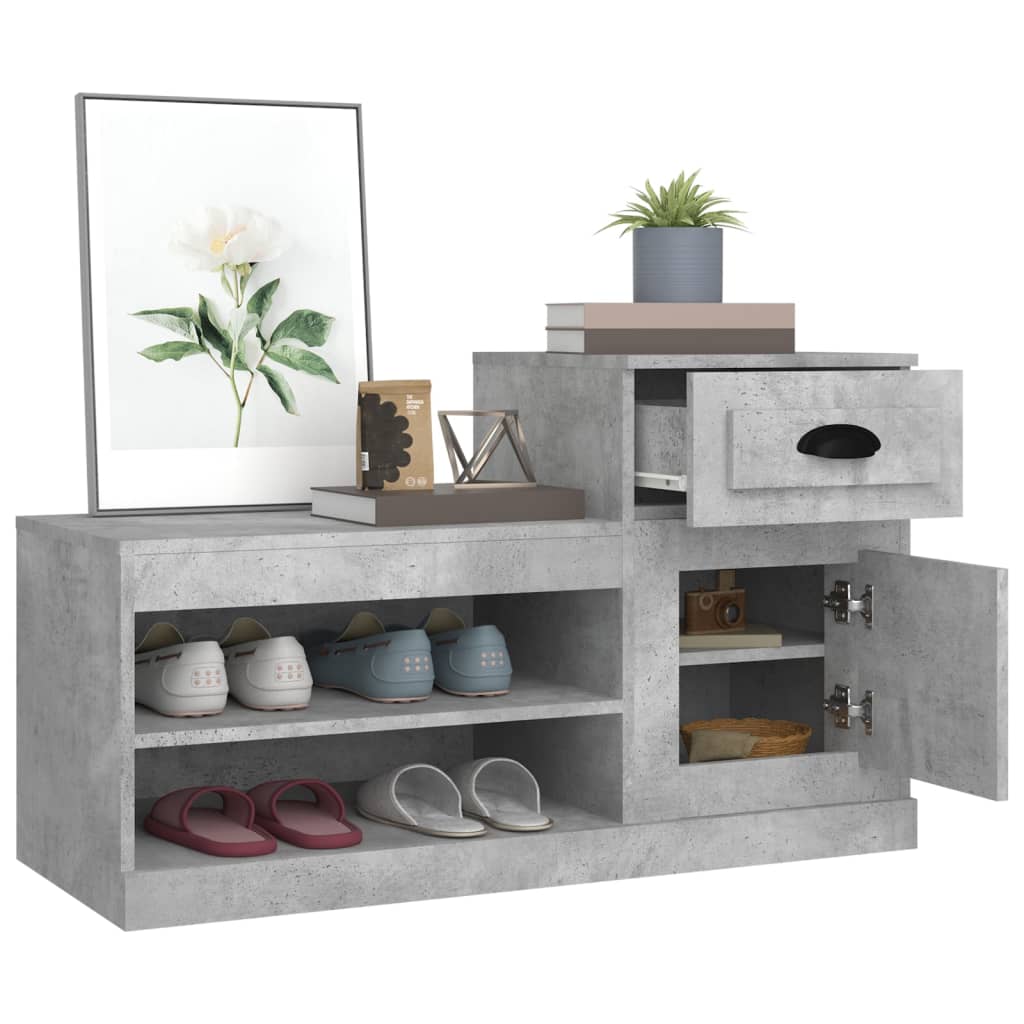 Skoskap betonggrå 100x42x60 cm konstruert tre