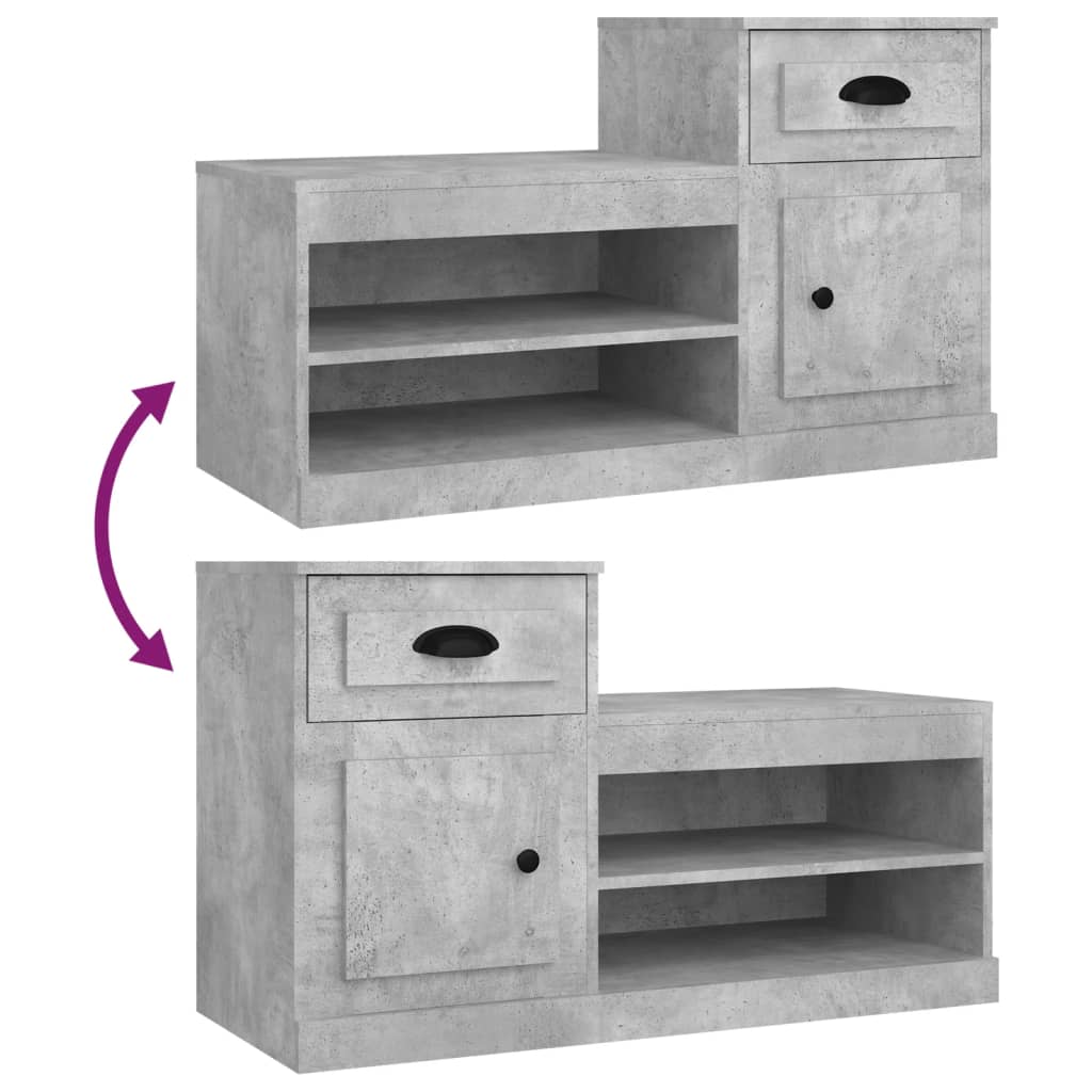Skoskap betonggrå 100x42x60 cm konstruert tre