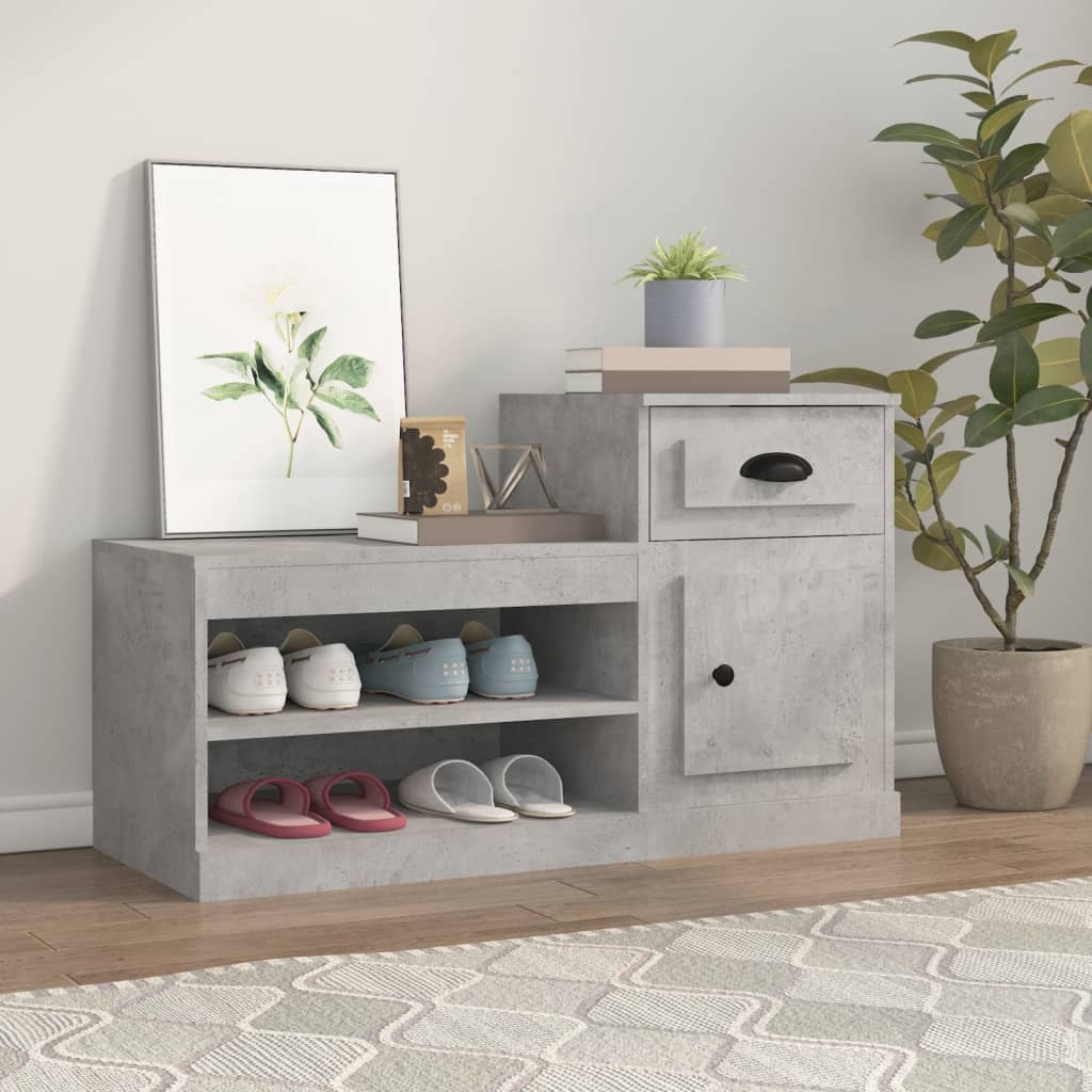 Skoskap betonggrå 100x42x60 cm konstruert tre
