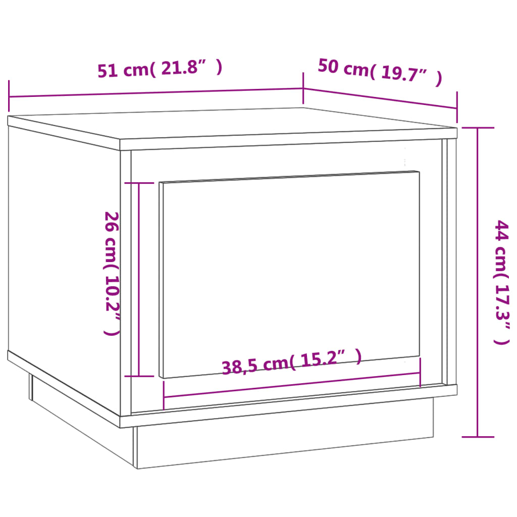 Salongbord brun eik 51x50x44 cm konstruert tre