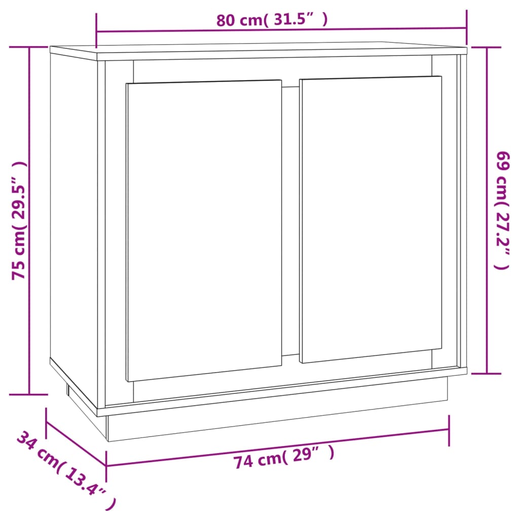 Skjenk røkt eik 80x34x75 cm konstruert tre