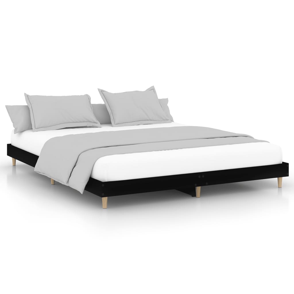Sengeramme svart 200x200 cm konstruert tre