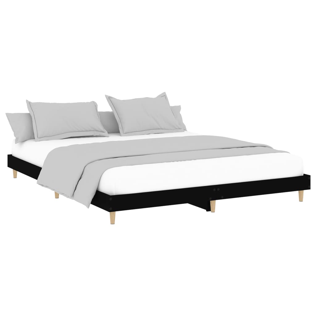 Sengeramme svart 200x200 cm konstruert tre