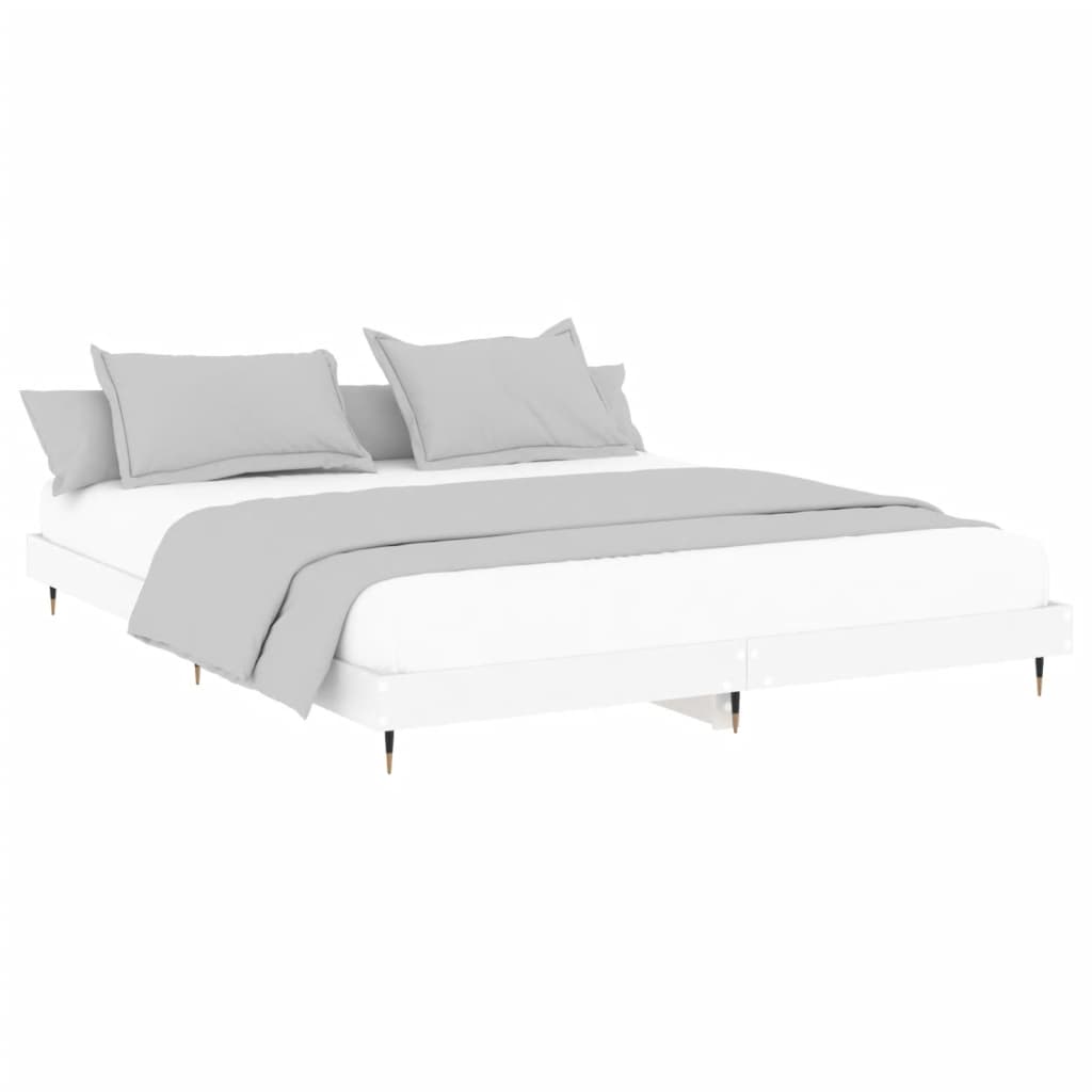 Sengeramme hvit 200x200 cm konstruert tre