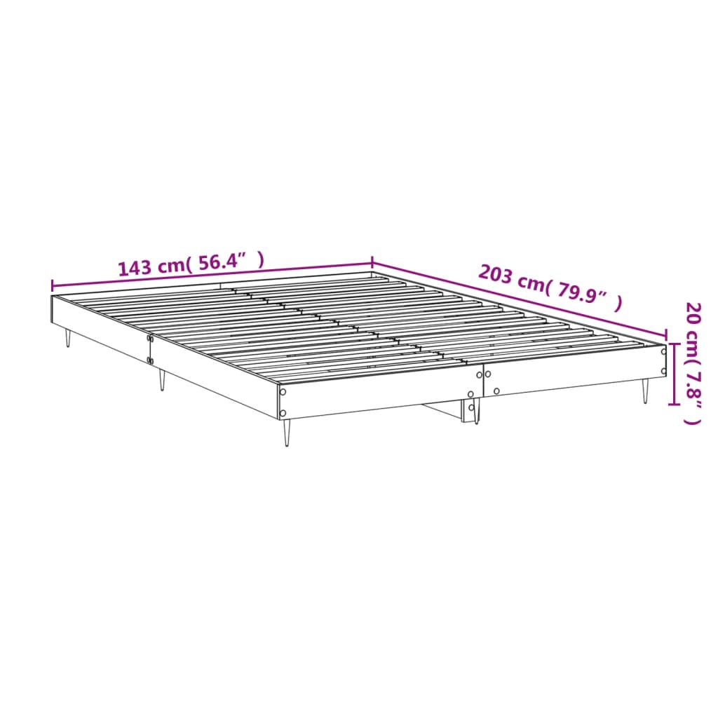 Sengeramme høyglans hvit 140x200 cm konstruert tre