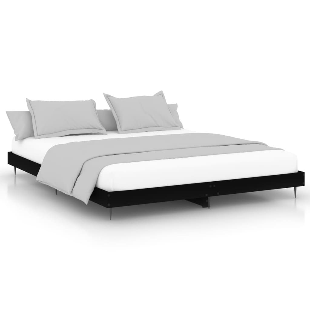 Sengeramme svart 200x200 cm konstruert tre
