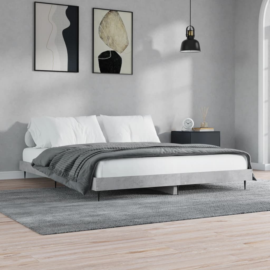 Sengeramme betonggrå 200x200 cm konstruert tre