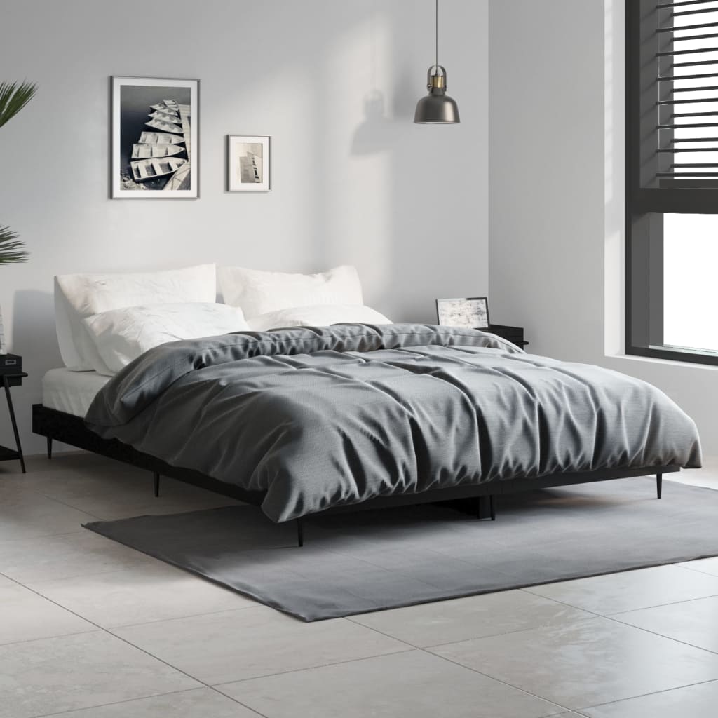 Sengeramme svart 140x190 cm konstruert tre