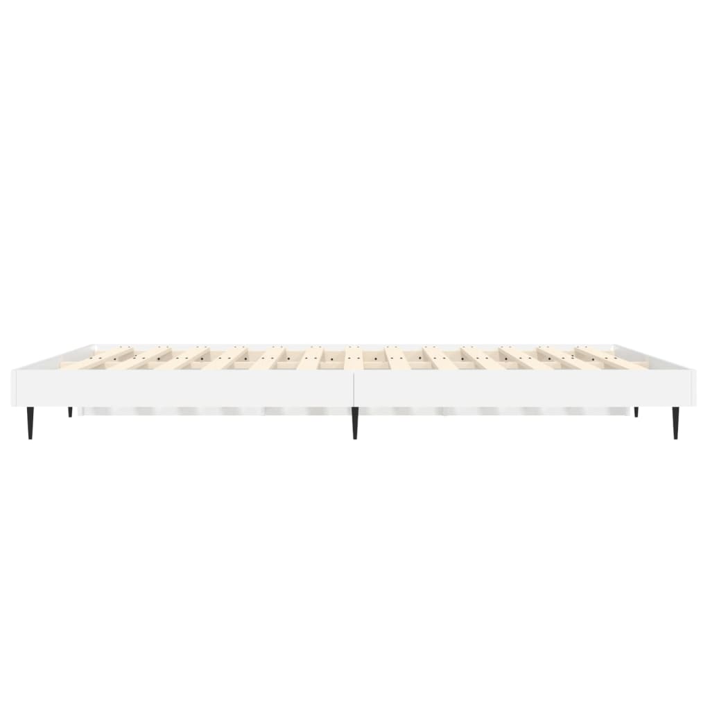 Sengeramme høyglans hvit 135x190 cm konstruert tre