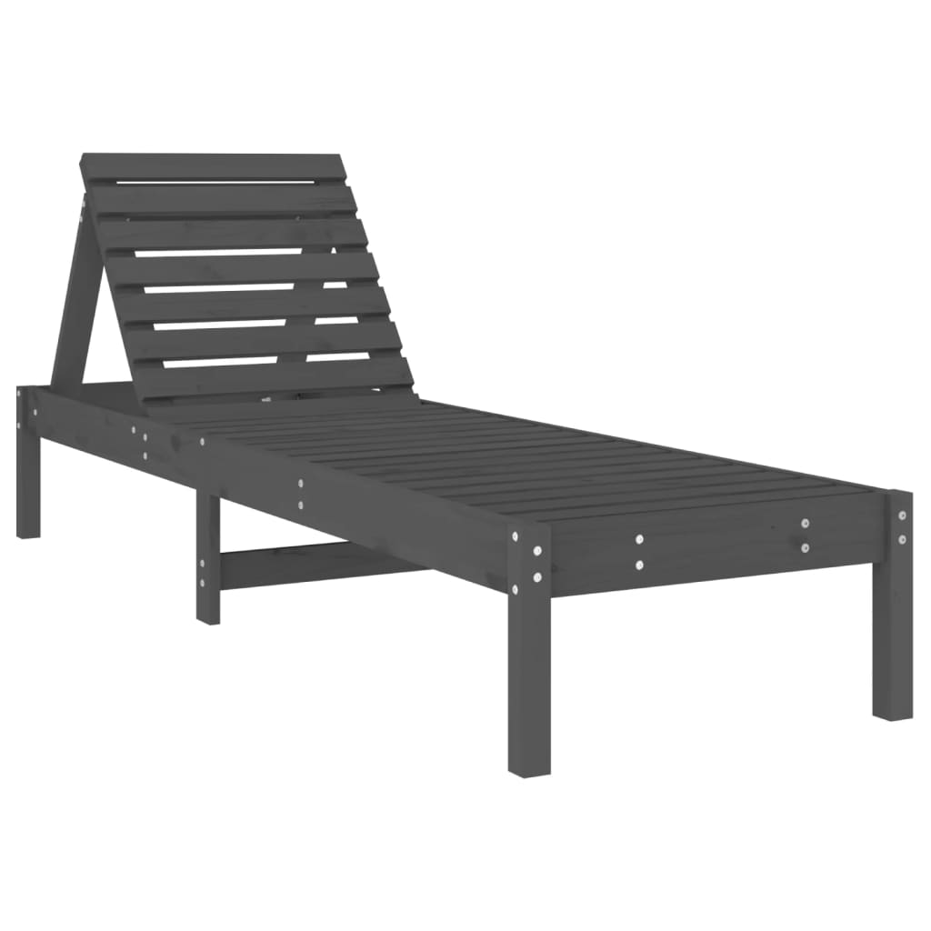Solsenger 2 stk grå 199,5x60x74 cm heltre furu